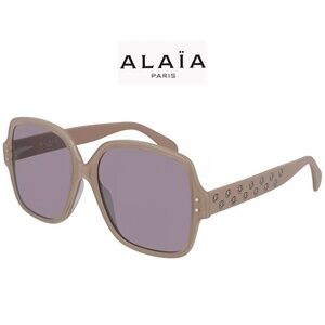 AZZEDINE ALAIA AA0037S 003 NUDE FRAME W/STUDS VIOLET SQUARE SUNGLASSES. 56 mm